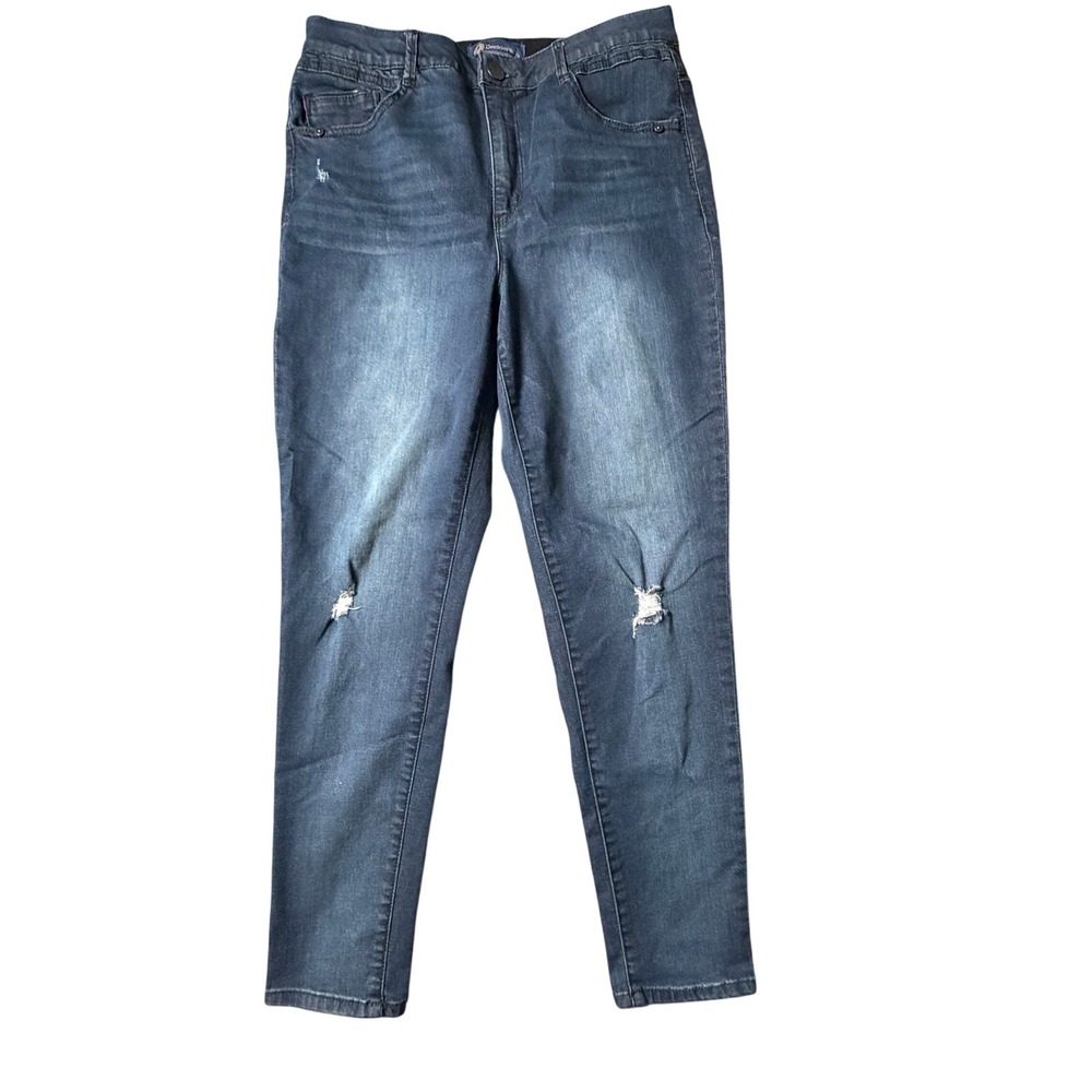 Democracy Skinny Jeans 12 Blue Distressed High Rise Denim Edgy Indie Sleeze Y2K